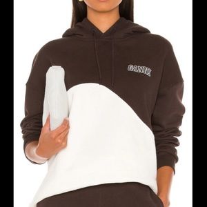 NWT GANNI Oversized Wave Hoodie Sweatshirt in Mole